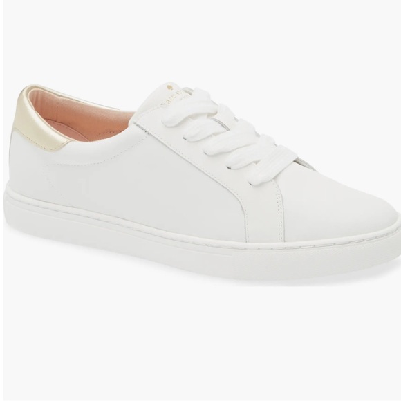 Kate Spade White and Gold Leather Sneakers Sleek Minimalist